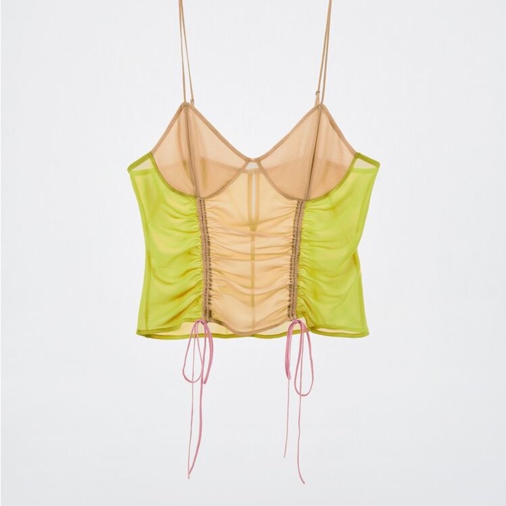 NWT Sheer Zara Ruched Top